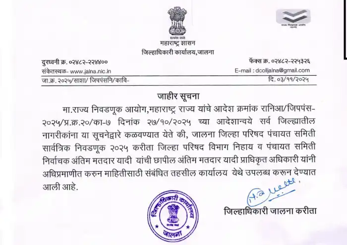 अंतिम मतदार यादी जाहीर : Voter List Jalna District