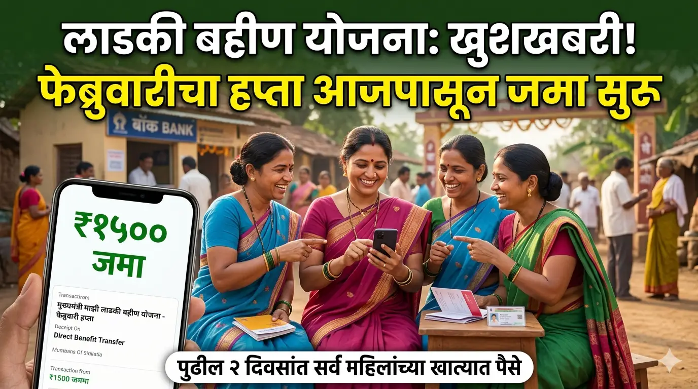 लाडकी बहीण योजना: फेब्रुवारीचा हप्ता 2 दिवसात! आजपासून पैसे जमा सुरू 🔥 ladki-bahin-february-installment-2026