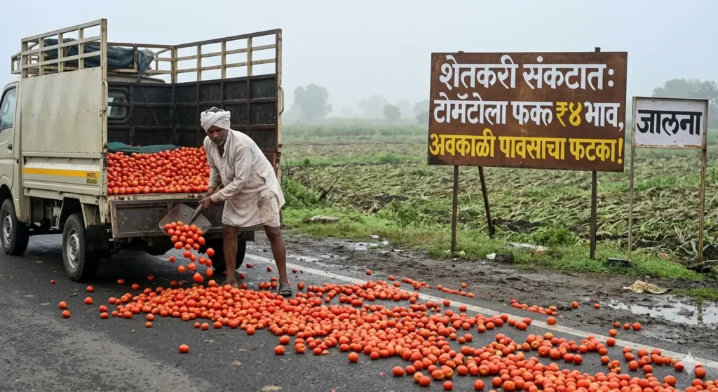 25 Quintals Of Tomatoes Thrown On The Road After Getting A Price Of Rs 4