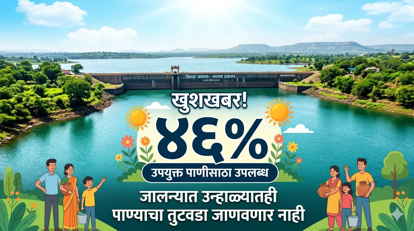 जलप्रकल्पांची सद्यस्थिती (Jalna District Water Storage at 46% Capacity)