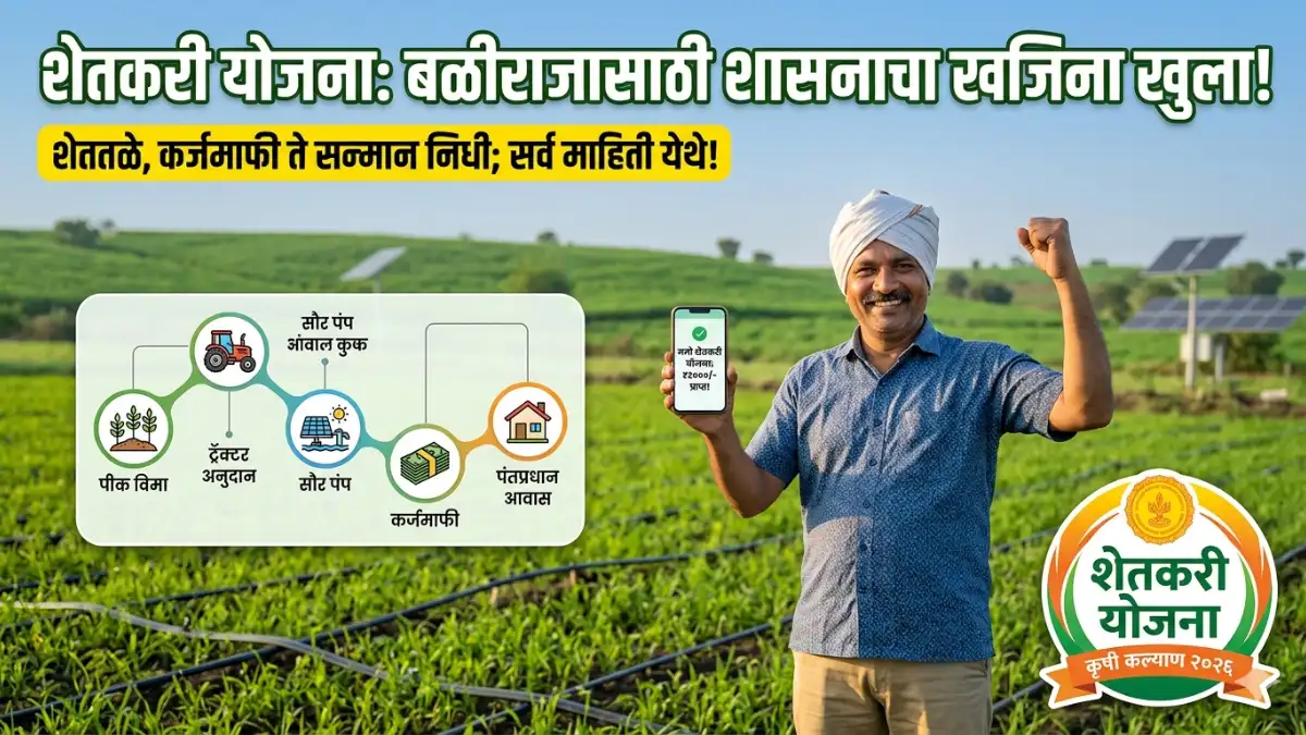 Shetkari Yojana 2026, शेतकरी योजना महाराष्ट्र, Karjmafi Update 2026, PM Kisan 22nd Installment, Namo Shetkari 8th Installment, पीक विमा २०२६.