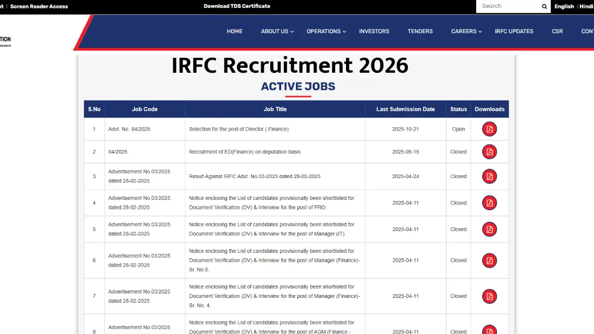 Irfc Recruitment 2026