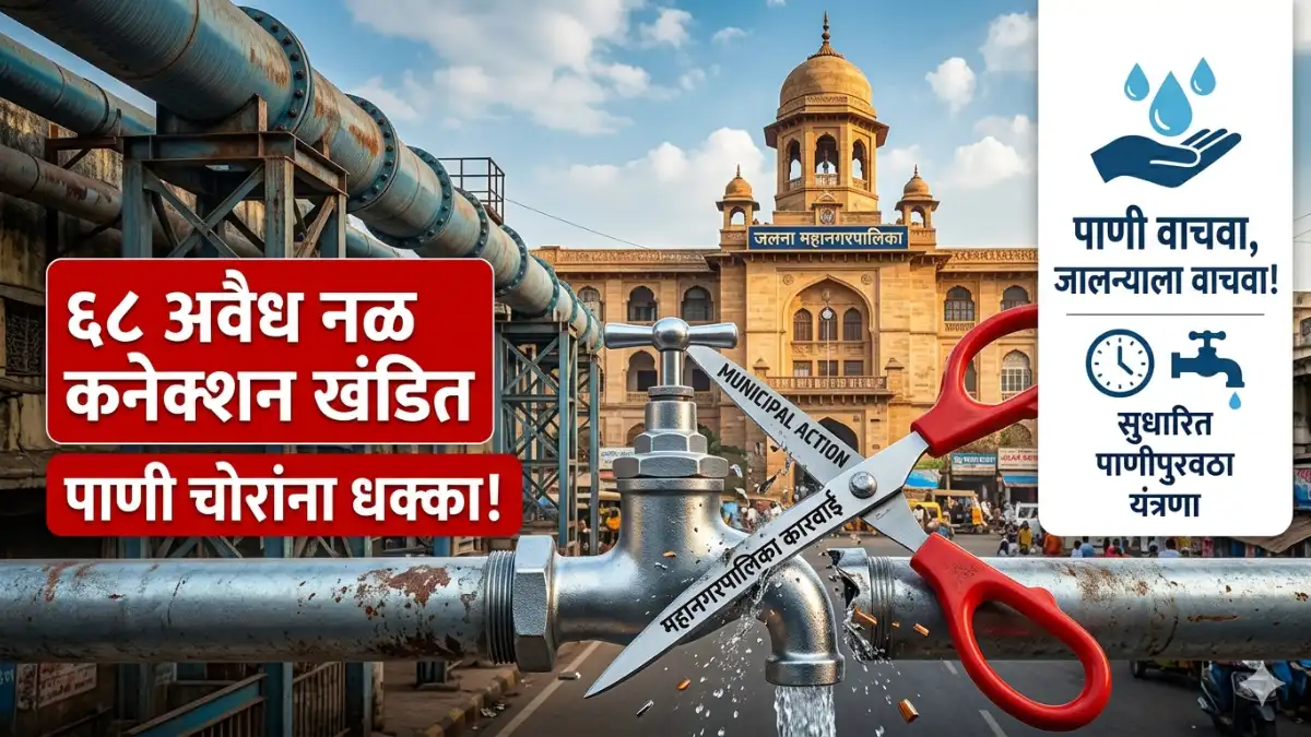 Jalna Municipal Action against illegal water connections news 68 avaidh nal connection khandit. Jalna news toady