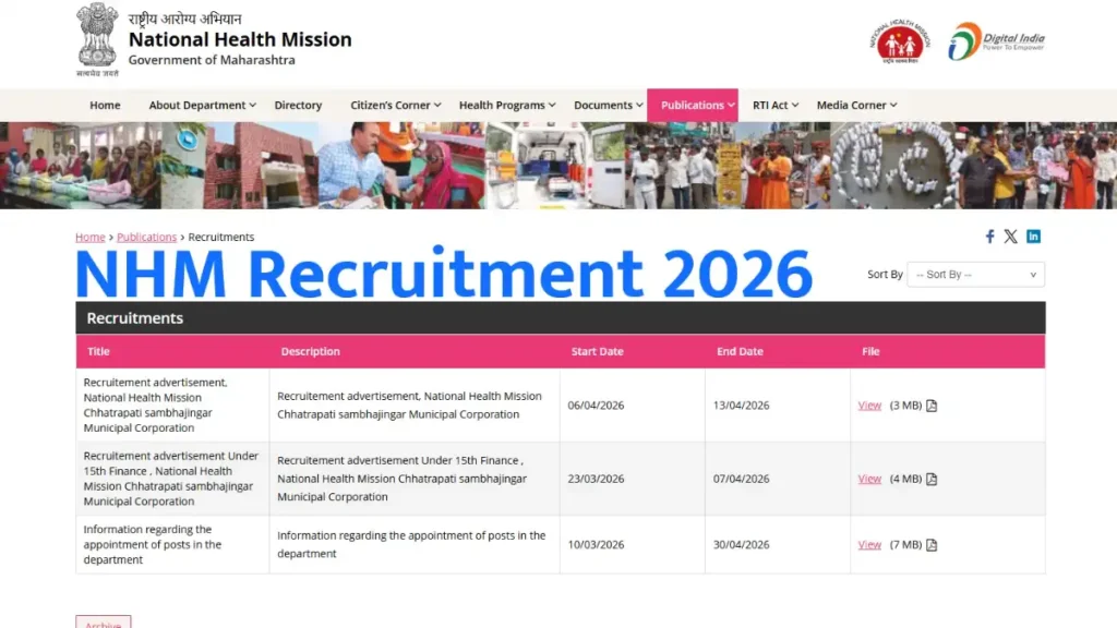 NHM Bharti 2026 Nhm Bharti 2026 Nhm Recruitment 2026 Maharashtra