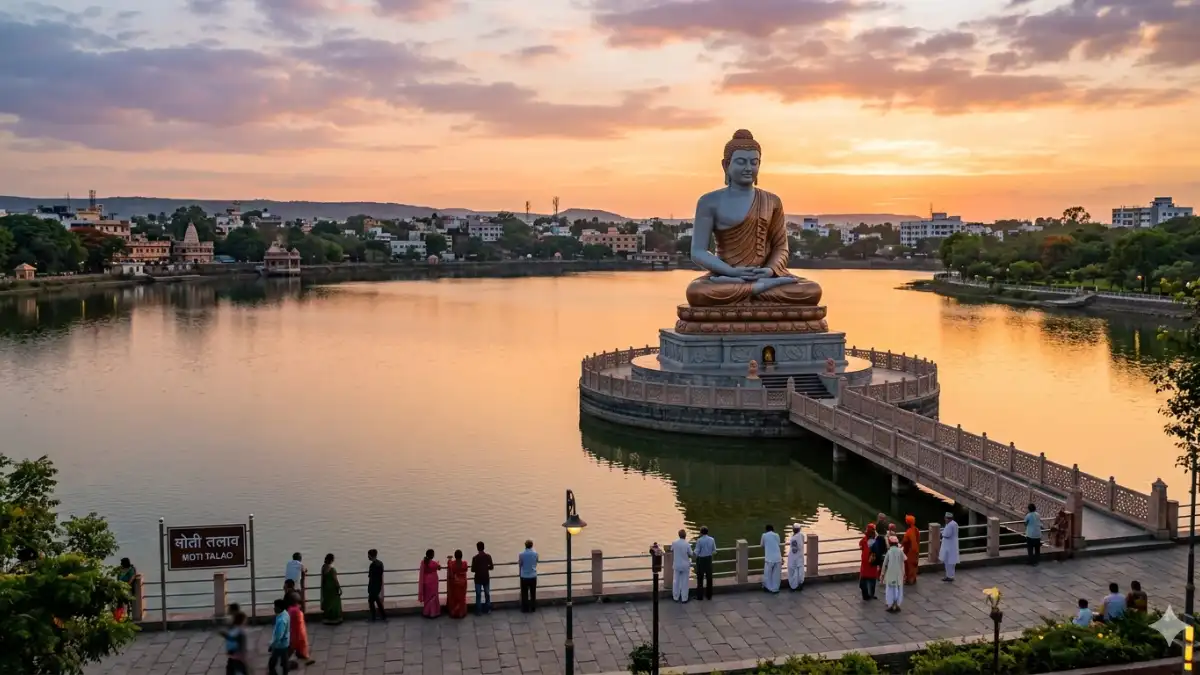 🔥जालन्याचा कायापालट! मोती तलावात उभी राहणार 'ही' भव्य मूर्ती; आता पर्यटनाला येणार नवी झळाळी! 😱✨Jalna Buddha statue moti talav