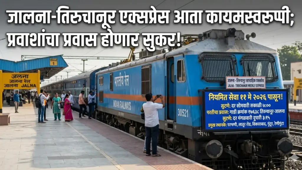 मोठी बातमी: जालना-तिरुचानूर साप्ताहिक एक्सप्रेस आता कायमस्वरूपी! रेल्वे प्रशासनाचा मोठा निर्णय Jalna Mitra Latest Jalna News Today updates live Marathi News