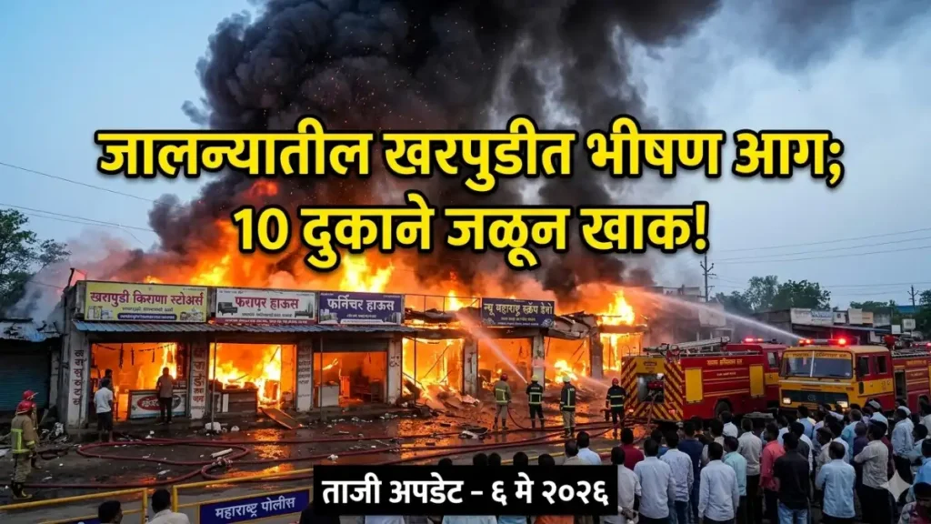 धक्कादायक! जालन्यातील खरापुडीत मध्यरात्री भीषण आग; ८ ते १० दुकाने जळून खाक, मोठी दुर्घटना!