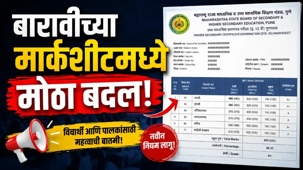 बारावीच्या मार्कशीटमध्ये मोठा बदल 12Th Marksheet Name Change बदलण्याचे मुख्य कारण काय